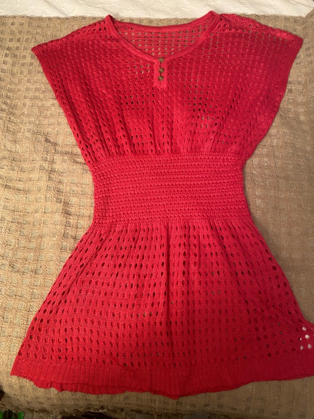 Cupshe Red Crochet Knit swim coverup
